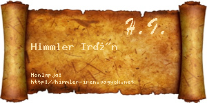 Himmler Irén névjegykártya